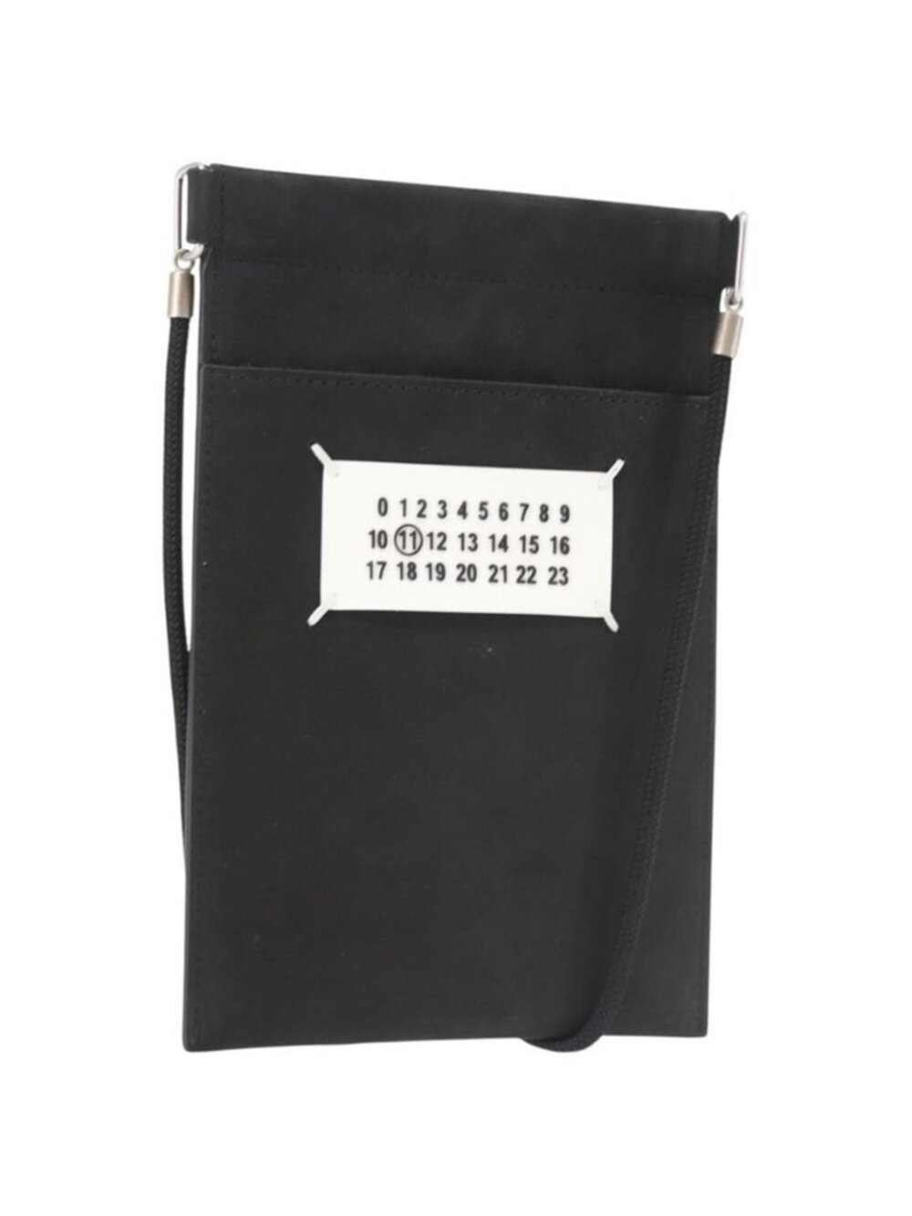 Authentic Maison Margiela Phone Shoulder Bag Leather Silver Black